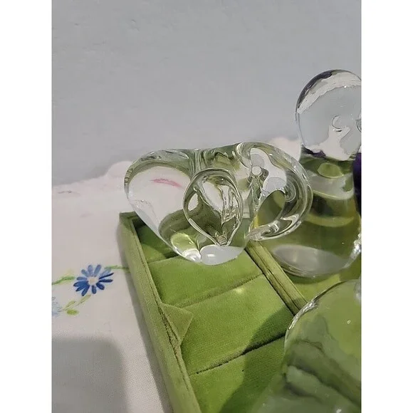 Vintage Clear Glass Animal Figures Paperweight Lot Of 6 MCM Mid Century Retro